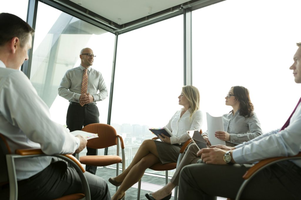 Group of businesspeople attending a seminar